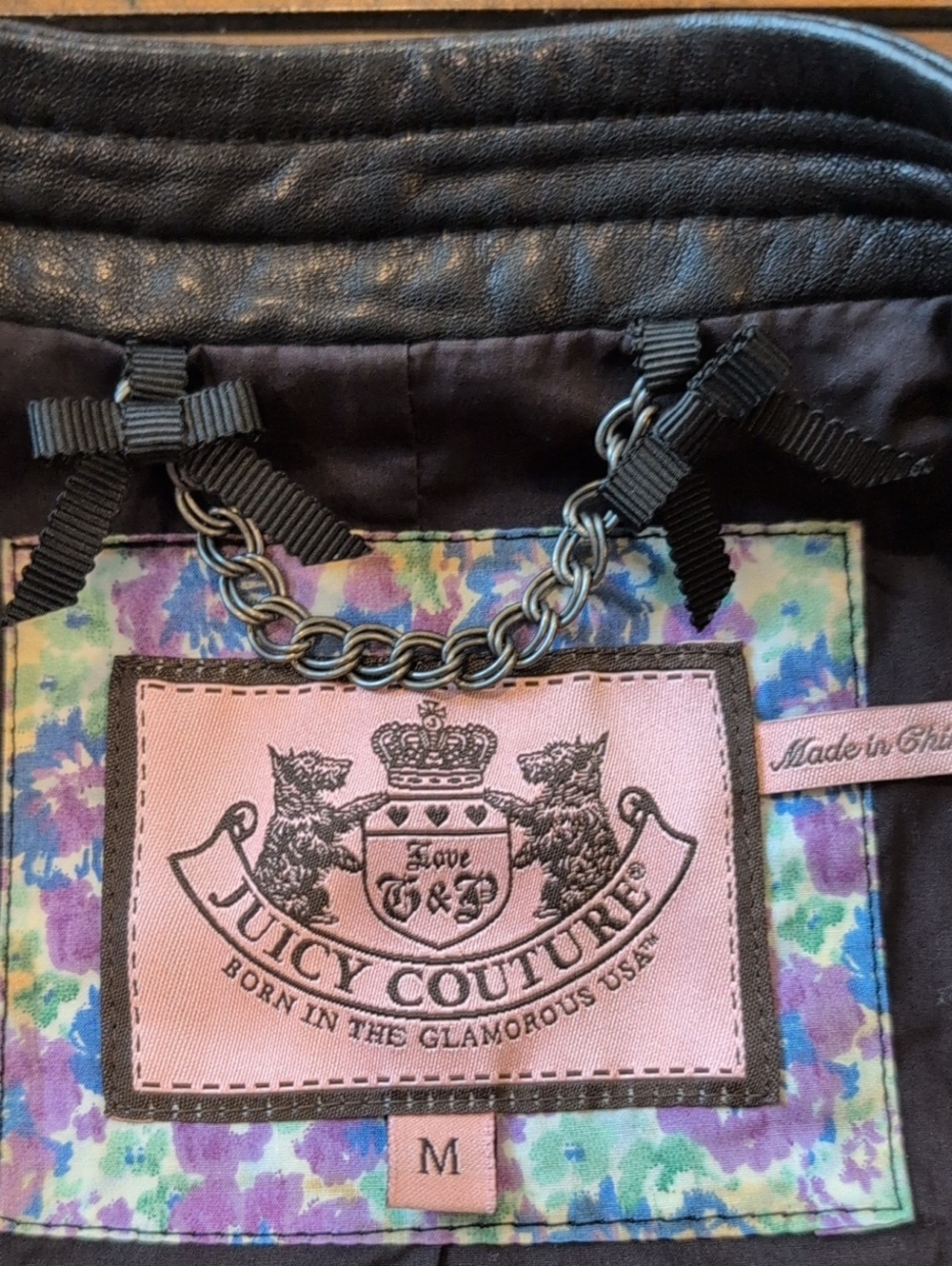 Juicy Couture Leather Ruffle Shoulder Moto Jacket Vintage Y2K - Picture 5 of 12